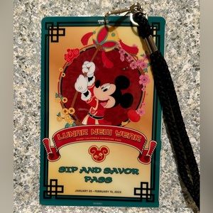 Lunar New Year Sip And Savor Pass Mickey Mouse Chinese Lanyard 2023 Used Rare